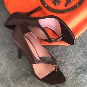 Chocolate Thong Open Toe Heels